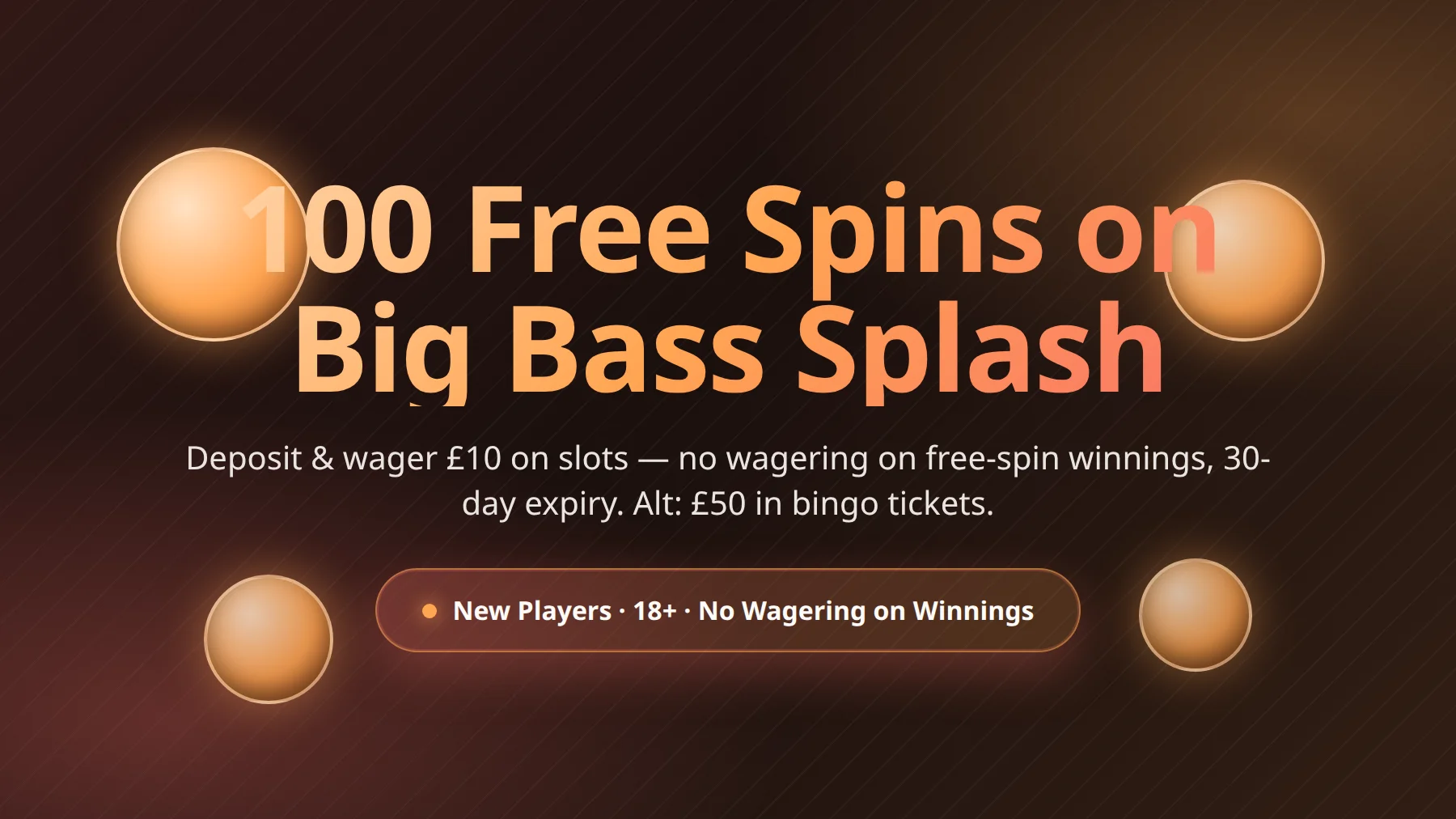 Virgin Games Casino welcome bonus showing 100 free spins on Big Bass Splash with no wagering