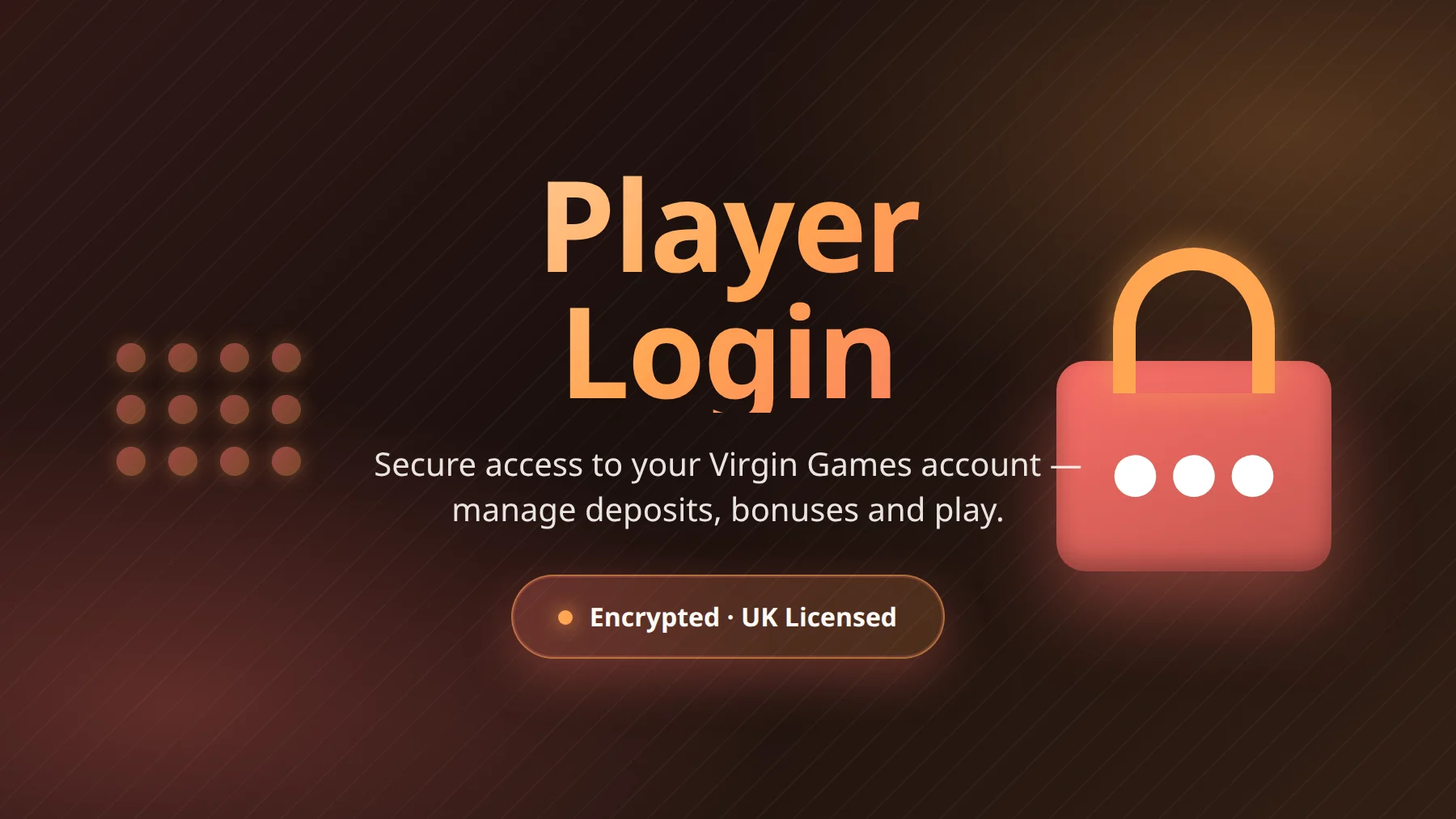 Virgin Games Casino login screen illustration showing secure sign-in flow